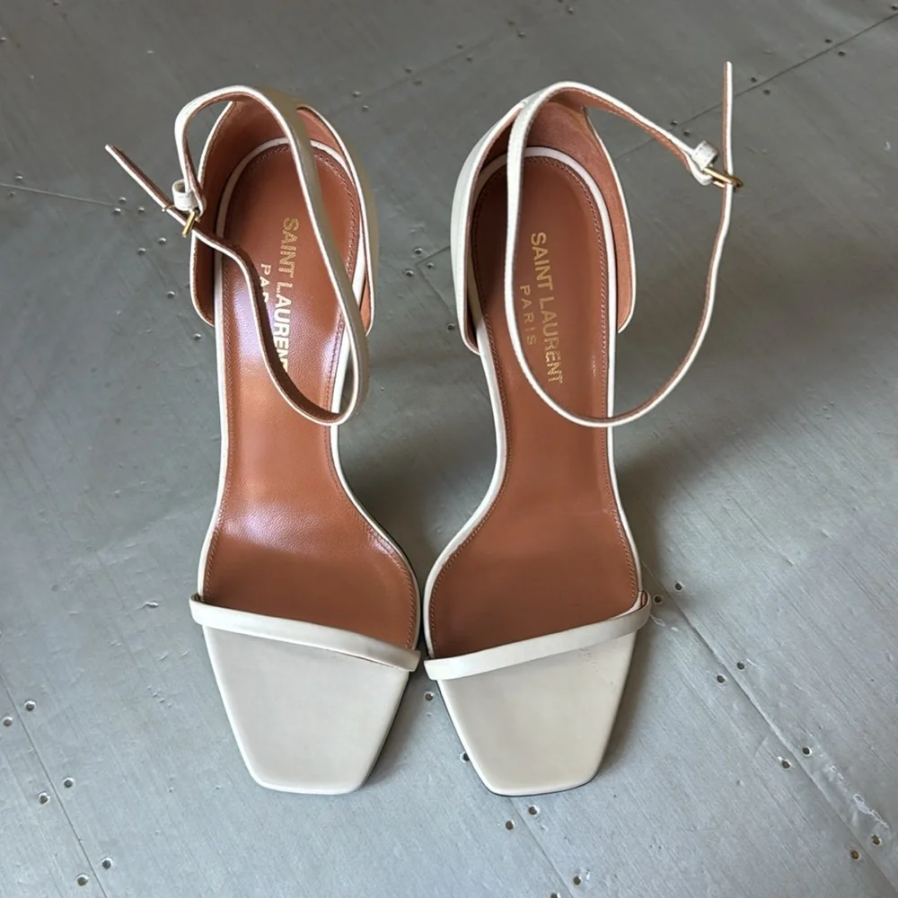 YSL Opyum sandal yves saint laurent stiletto beige gold pump 110mm sz 40 - Picture 4 of 15